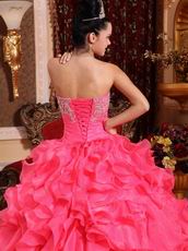 Ruffled Floor Length Skirt Hot Pink Quinceanera Dress Discount