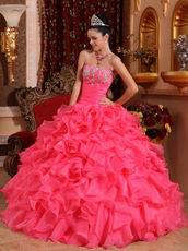 Ruffled Floor Length Skirt Hot Pink Quinceanera Dress Discount