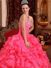 Ruffled Floor Length Skirt Hot Pink Quinceanera Dress Discount