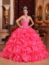 Ruffled Floor Length Skirt Hot Pink Quinceanera Dress Discount