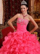 Ruffled Floor Length Skirt Hot Pink Quinceanera Dress Discount