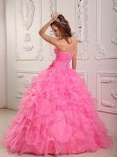 Side Hand Made Flowers Ruffle Pink Skirt Quinceanera Dress Shop