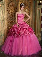 Printed Stripe Fabric Fuchsia Quinceanera Ball Gown With Jacket