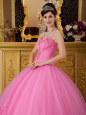 Best Deals Pink Quinceanera Gown With Embroidered Skirt Bottom