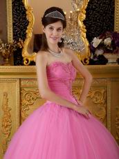 Best Deals Pink Quinceanera Gown With Embroidered Skirt Bottom