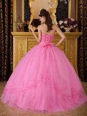 Best Deals Pink Quinceanera Gown With Embroidered Skirt Bottom