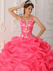 Top Designer Ruched Ball Gown Hot Pink Quinceanera Dress