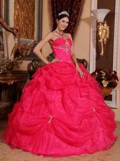 Deep Pink Sweetheart Puffy Quinceanera Dress By Designer