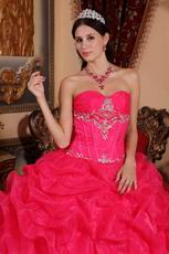 Deep Pink Sweetheart Puffy Quinceanera Dress By Designer