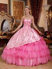 Pink Sweetheart Puffy Cascade Skirt Quinceanera Dress Oregon
