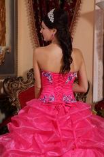 Hot Pink Strapless 2013 Girl Quinceanera Dress With Embroidery