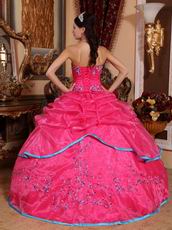 Hot Pink Strapless 2013 Girl Quinceanera Dress With Embroidery