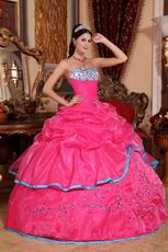 Hot Pink Strapless 2013 Girl Quinceanera Dress With Embroidery