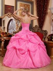 Beautiful Strapless Hot Pink Organza Princess Prom Ball Gown