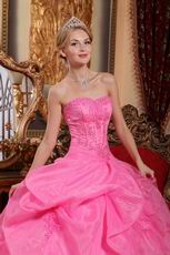 Beautiful Strapless Hot Pink Organza Princess Prom Ball Gown