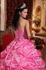 Hot Pink Strapless Bubble Custom Made Quinceanera Dress