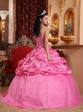 Hot Pink Strapless Bubble Custom Made Quinceanera Dress