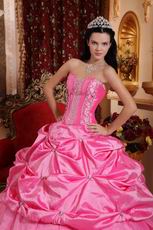 Hot Pink Strapless Bubble Custom Made Quinceanera Dress