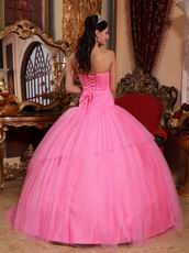 Hot Pink Strapless Puffy Skirt Girls Wear Quinceanera Dress