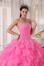 Floor-length Hot Pink Ruffled Skirt Quinceanera Party Dress