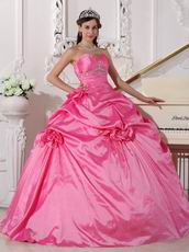 Sweetheart Puffy Long Quinceanera Dress In Hot Pink