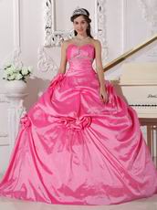 Sweetheart Puffy Long Quinceanera Dress In Hot Pink