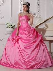 Sweetheart Puffy Long Quinceanera Dress In Hot Pink