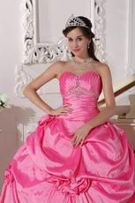 Sweetheart Puffy Long Quinceanera Dress In Hot Pink