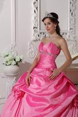 Sweetheart Puffy Long Quinceanera Dress In Hot Pink