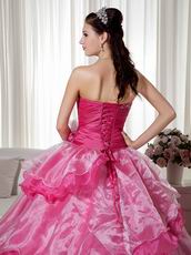 Deep Pink Floor Length Military Quinceanera Ball Gown