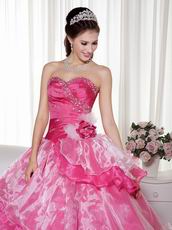 Deep Pink Floor Length Military Quinceanera Ball Gown