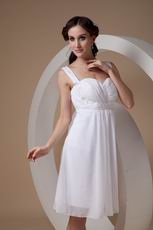 Beaded Other Side Zipper White Chiffon Short Prom Party Dress