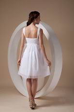 Beaded Other Side Zipper White Chiffon Short Prom Party Dress