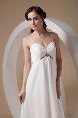 Cheap Spaghetti Straps White Chiffon High-low Prom Dress