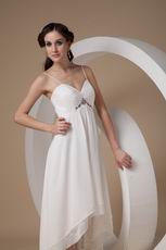 Cheap Spaghetti Straps White Chiffon High-low Prom Dress