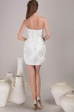 White Sheath Halter Beaded Mini Skirt Prom Dress