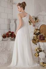 Designer One Shoulder White Prom Dress With Black Crystals