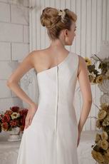 Designer One Shoulder White Prom Dress With Black Crystals