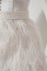 Scoop Feather Decorate Skirt Short Sweet 16 Dress With Button