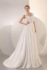 Pretty Cream Chiffon V-Neck Corset Maternity Prom Dress