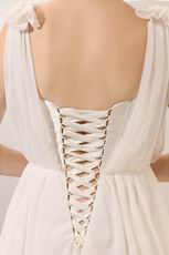 Pretty Cream Chiffon V-Neck Corset Maternity Prom Dress