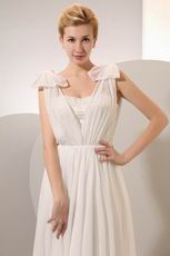 Pretty Cream Chiffon V-Neck Corset Maternity Prom Dress