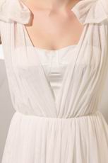 Pretty Cream Chiffon V-Neck Corset Maternity Prom Dress