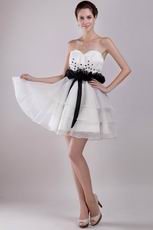 White Sweetheart Layers Short Skirt Prom Dress With Black Belt