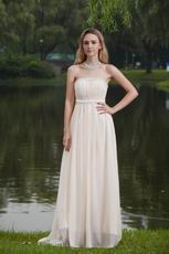 Strapless Floor Length Cream Chiffon Beaded New Prom Dress