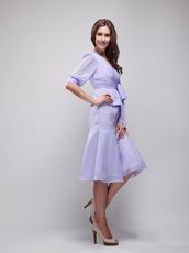 Half Sleeves Short Lavender Chiffon Bridal Mother Dress