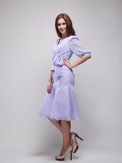 Half Sleeves Short Lavender Chiffon Bridal Mother Dress