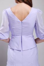 Half Sleeves Short Lavender Chiffon Bridal Mother Dress