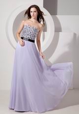 Strapless Lavender Chiffon Prom Dress With Crystals Decorate