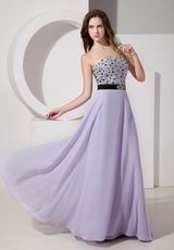 Strapless Lavender Chiffon Prom Dress With Crystals Decorate